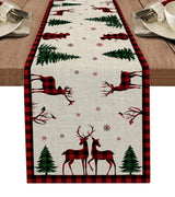 Christmas Tree Pine Needles Candy Bow Table Runner Wedding Decor Table Cover Christmas Decoration Holiday Party Tablecloth