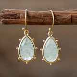 Classic Gold Plated Waterdrop Fluorite Hoop Dangle Huggie Woman Earrings Elegant Natural Stone Jewellery Creative Gifts