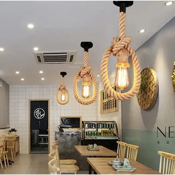 Home Decor Pendant Lights Antique Chandelier Socket Vintage Hemp Vintage Hemp Rope Pendant Lamp