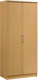 2 Door Wardrobe with Adjustable/Removable Shelves & Hanging Rod, Black