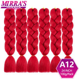 24inch Jumbo Braids Synthetic Hair For Box Braid Ombre Braiding Hair Extensions Three Tone Black Brown Blue Pink Mirra’s Mirror