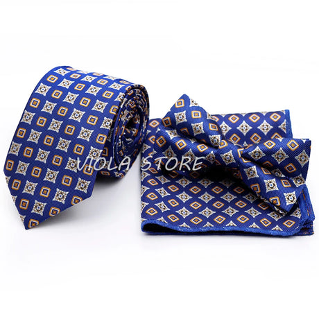 45 Color Paisley Geometry Striped 7.5cm Tie Set Polyester Floral Bow Hanky Wedding Party Business Suit Cravat Men Gift Accessory