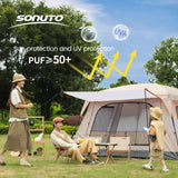 Sonuto Camping Family Tent 3-12 Person Double Layers Oversize 2 Rooms Thickened Rainproof Outdoor Family Camp Tour Equipment