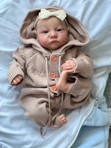 NPK 19inch Already Painted Finished Reborn Baby Doll Levi Awake Newborn Baby Size 3D Skin Visible Veins Collectible Art Doll