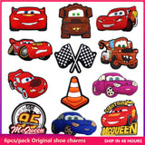 6 Pack Original Animation Movie Cars PVC Shoe Charms Accessories Lightning McQueen Jeans Clog Pins Kids Women Shoe Decorations