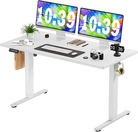 Electric Standing Desk - 40 x 24 inch Adjustable Height Sit to Stand Up Desk with Splice Board, Rising Home Office ComputerWhite