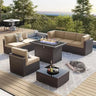 7/8 Pieces Outdoor Patio Furniture Set with  Fire Pit Table Rattan Sectional Sofa Conversation Sets Moden Set for Garden