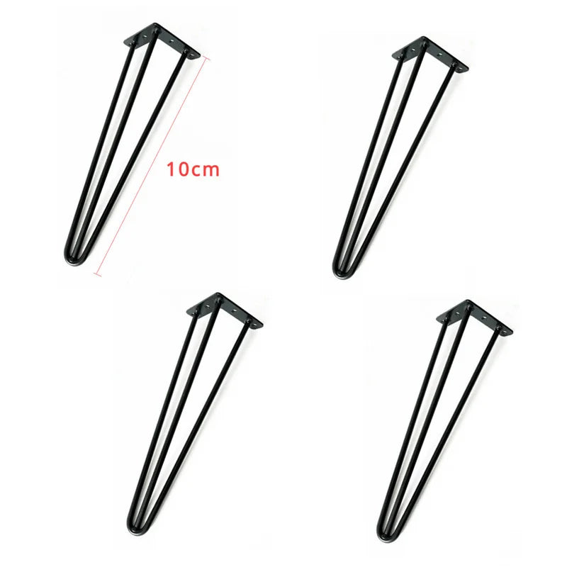 4Pcs 10cm Metal Table Legs Hairpin Furniture Legs DIY Home Bench Dining Desk End Coffee Table Feet Accessories Floor Protectors