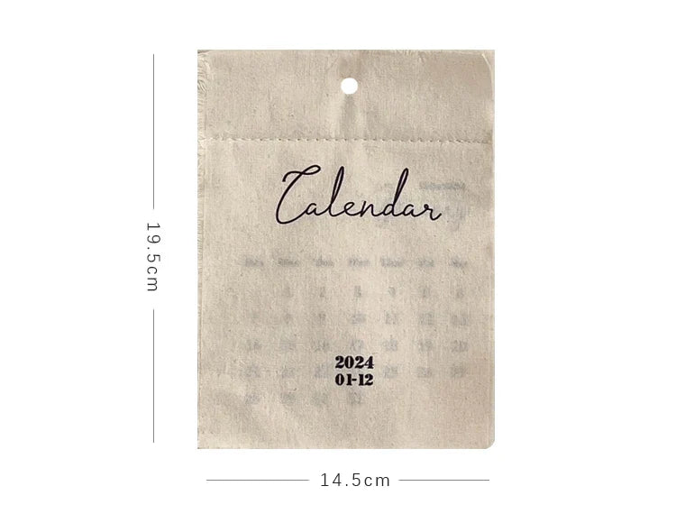 MINKYS ins Hot Popular 2024 Wall Calendar Decorative Fabric Calendar Desktop Decoration School Stationery