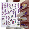 Purple Marble Nails Stickers Smoke Design Manicure Decals Golden Wave Lines Nail Slider Blooming Ink Sticker