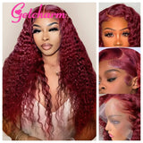 weargo 99J Burgundy Curly Lace Wigs Human Hair Preplucked 13x4 Lace Frontal Wig 4x4 Lace Closure Wig for Women