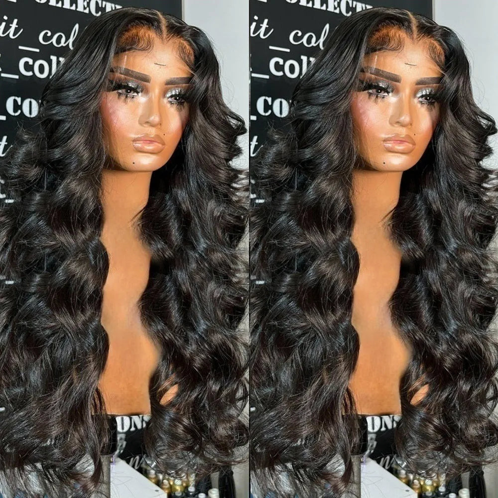 13X6 Hd Transparent Lace Frontal Wig 30Inch Body Wave Lace Front Human Hair Wigs 200% Density 4x4 Lace Closure Wigs For Women