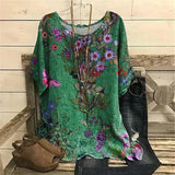 2023 New Round Collar Flower Printing Top Retro Pullover Summer Loose Short Sleeves Plus Size Tee Shirt Fashion T-Shirt S-6xl