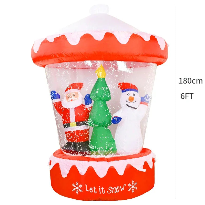 Christmas Inflatable Decoration Santa Claus Snowman Hot Air Balloon LED Lighted Snowing Inflatable Toy New Year Xmas Party Decor