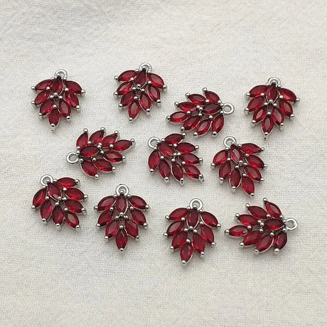 New Arrival! 16x12mm 50pcs Cubic Zirconia Feather Charm For Handmade Necklace Earring Parts DIY Accessories,Jewelry Findings