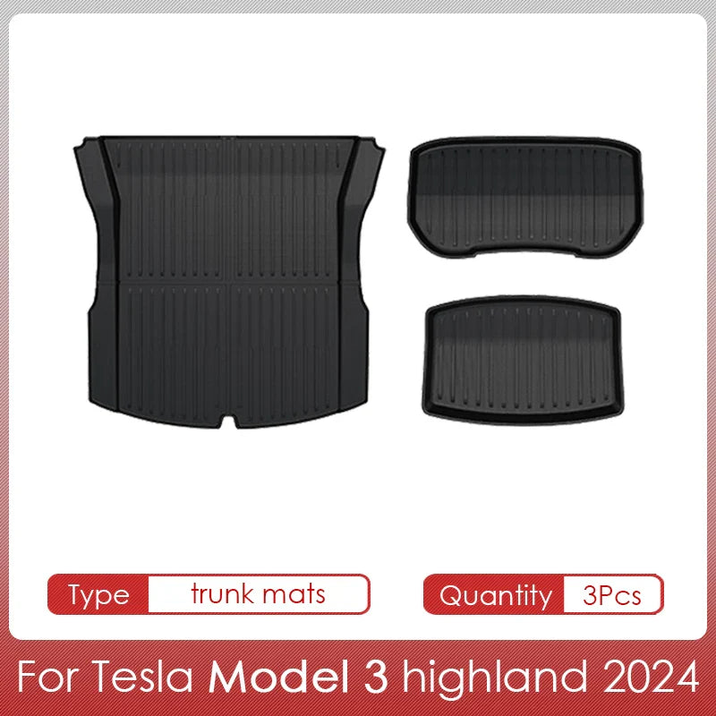 For Model 3 2024 Highland Cargo Liner Floor Mats Anti-slip Pads Waterproof Trunk Mat for Tesla Model 3 2024 Highland Accessories