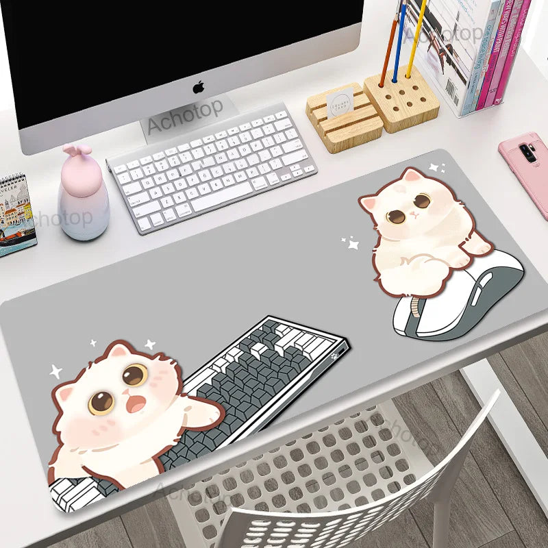 Cute Japan Cat Mouse Pad Large Gamer Mousepad DeskMat Computer Gaming Accessories Art Carpet 900x400 Play Mats Anime Office Mat