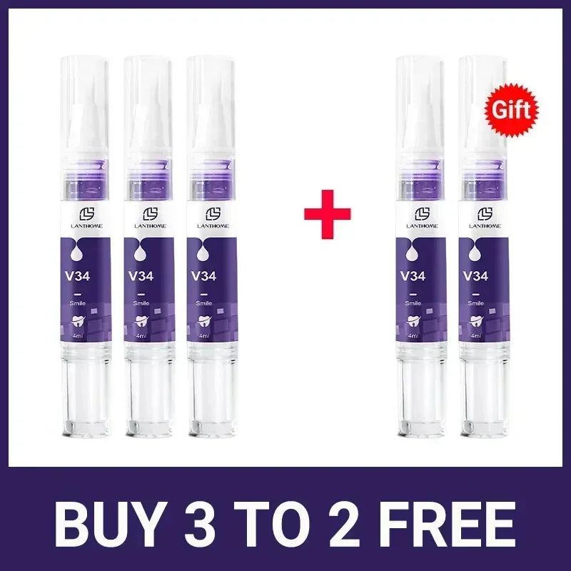 V34 Teeth Whtening Toothpaste Pen Tooth Gel Brighten Clean Serum Stains Remover Travel Partable Purple Color Toothpaste Pen