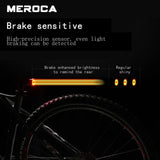 MEROCA Waterproof  Bicycle Smart Sensor Brake Taillights WR15 WR25 MTB Light Rechargeable Night Cycling Safety Rear Light