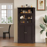 50.4''H Bathroom Storage Cabinet Kitchen Pantry Cabinet With Doors for Living Room Brown CWG007Z Shower Rack Pia Dresser Crystal