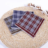 3Pcs 38x38cm Dark Color Square Plaid Striped Handkerchiefs Men Classic Vintage Pocket Cotton Towel For Wedding Party