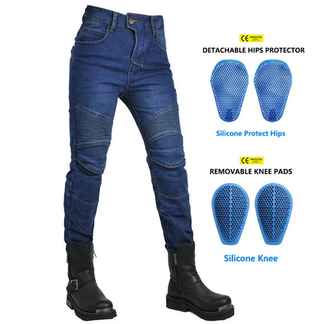 Motorcycle 2023 New Jeans Women Upgrade Silicone Protector Detachable Racing Road Rider Four Seasons Casual Fashion Moto Pants