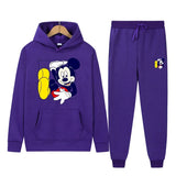 New Disney Mickey Fashion Sports Suit Printed Hoodie + Trousers 2 Pieces Set Spring And Autumn Animation Men And Women Suit