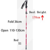 Outdoor Portable 5-Section Fold Trekking Pole Camping Walking Hiking Stick For Nordic Elderly Telescopic Club Easy Put Into Bag