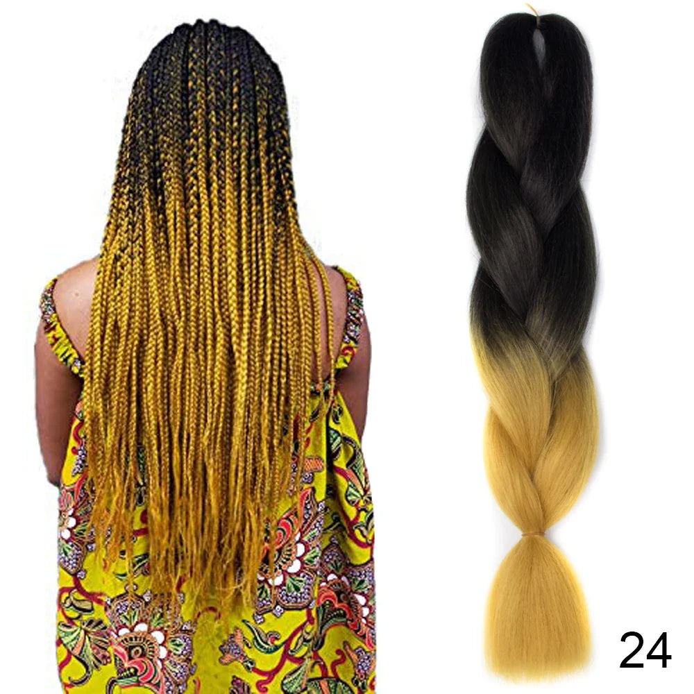 24Inch Synthetic Hair Extensions for Braids 100g/pc Jumbo Braiding Hair Kanekalon Colored Hair Pre Stretched Yaki Jumbo Braids