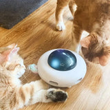 Cat Toy Smart Teaser UFO Pet Turntable Catching Training toys USB Charging Cat Teaser Replaceable Feather Interactive Auto