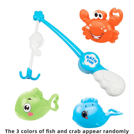 Bath Toys Fishing Games with Fish Net Squirt Fishes Crab Pool Bath Time Bathtub Toy for Toddlers Baby Kids Infant Girls Boys Age