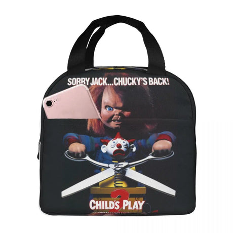 He Wants You For A Best Friend Chucky Lunch Bags Horror Portable Insulated Cooler Child's Play Thermal Picnic Work Lunch Box