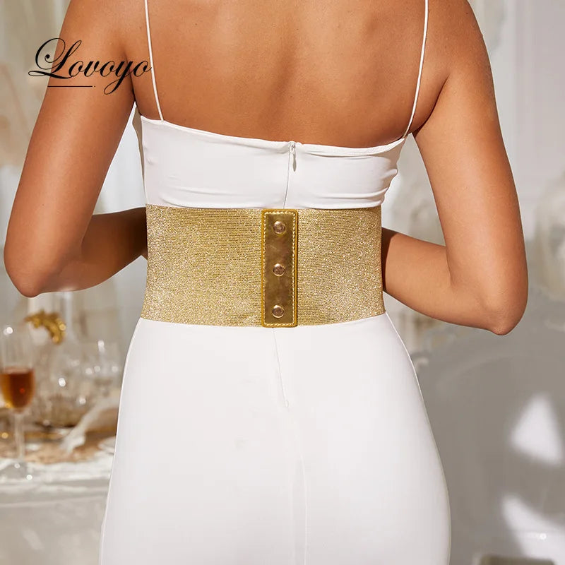 Goth Gothic Clothing Underbust Corset Women Belts Elastic Wide Bright Leather Golden Corsets for Waist Trainer Corset Belt