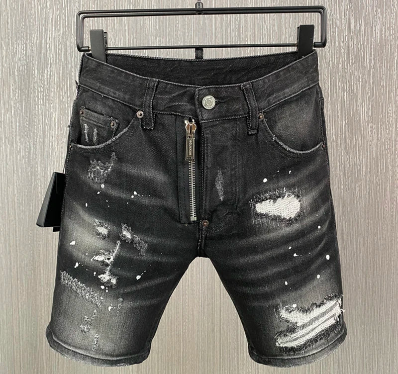 fashion BRAND Men Summer Denim dsq Shorts Print Letter top quality Splatted Paint Beggar Skinny Trousers Slim short jeans dsq2