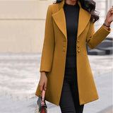 Women's Trench Coat Button Long Jacket Overcoat Winter Warm Slim Outwear Tops Plus Size Clothes 2023