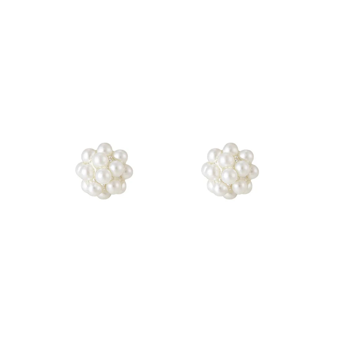 925 Sterling Silver Mini Pearl Bubble Flower Stud Earrings  for Women Girl Simple Temperament Retro Jewelry