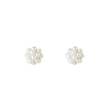 925 Sterling Silver Mini Pearl Bubble Flower Stud Earrings  for Women Girl Simple Temperament Retro Jewelry