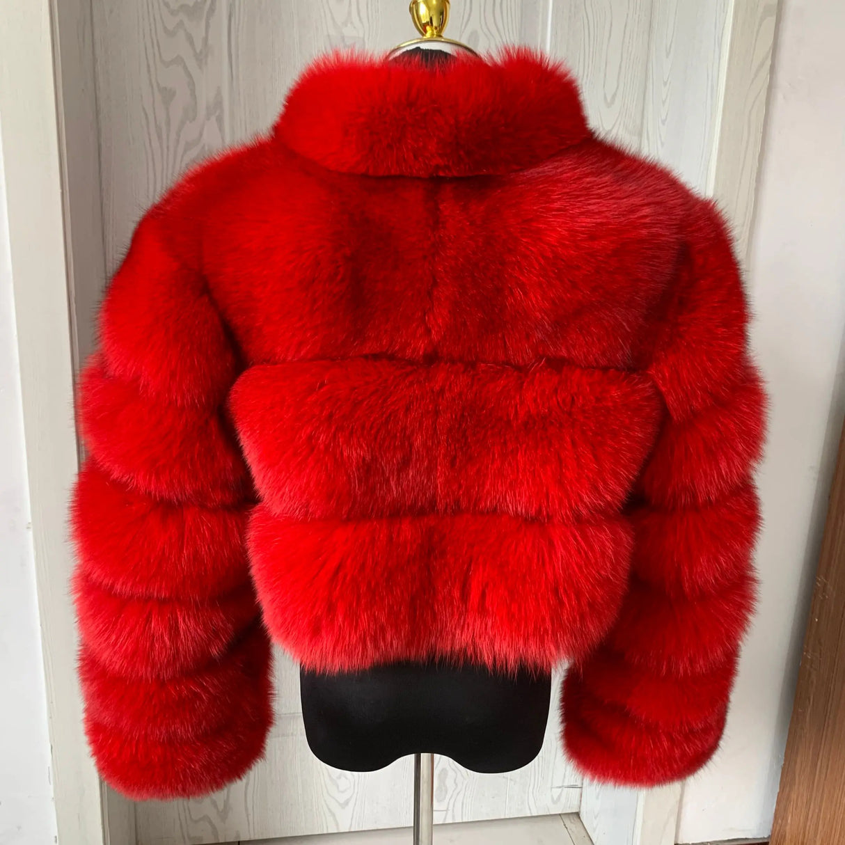 New Ladies Natural Fox Fur Cropped Plus Stand Collar Fur Jacket Women Winter Fashion Warm Fur Jacket 100% Genuine Fox Fur