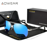 AOWEAR Men's Aviation Sunglasses Men Polarized Mirror Sunglass for Man HD Driving Pilot Sun Glasses lunettes de soleil homme