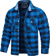 TACVASEN Oversize Lightweight Shirt Jacket Button Down Cotton Plaid Shirts Mens Long Sleeve Streetwear Flannel Shirts W/ Pockets