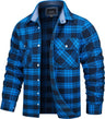 TACVASEN Oversize Lightweight Shirt Jacket Button Down Cotton Plaid Shirts Mens Long Sleeve Streetwear Flannel Shirts W/ Pockets