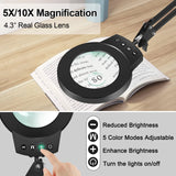 NEWACALOX 10X/5X Magnifier 5 Colors Illuminated Magnifying Glass Touch Control Table Lamp for Soldering Close Work RepairingTool