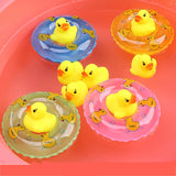 Kids Floating Bath Toys Mini Swimming Rings Rubber Yellow Ducks Fishing Net Washing Swimming Toddler Toys Water Fun