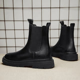 Chelsea Boots Men's Casual Leather Biker Boot High Top Slip-on Popular Trendy All-match Street Fashion Waterproof Anti-wear Shoe