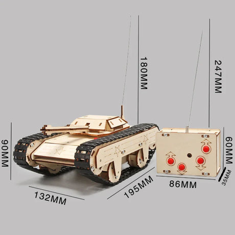 Remote Control Tank Boys Toys DIY Wooden Puzzle Technology Gadget STEM Science Toys Physics Children's Educational Toys