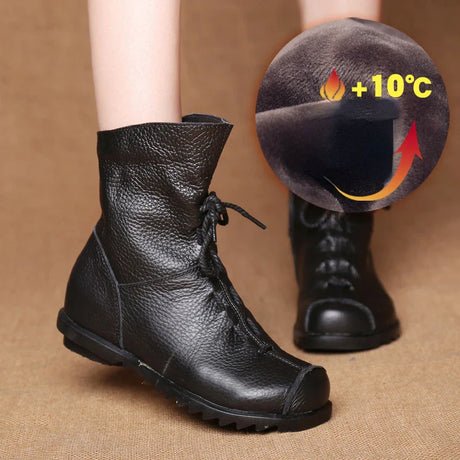 Women Shoes Retro Original Leather Short Boots Warm Leather Boots Autumn and Winter New Ankle Boots women Boots Botas De Mujer