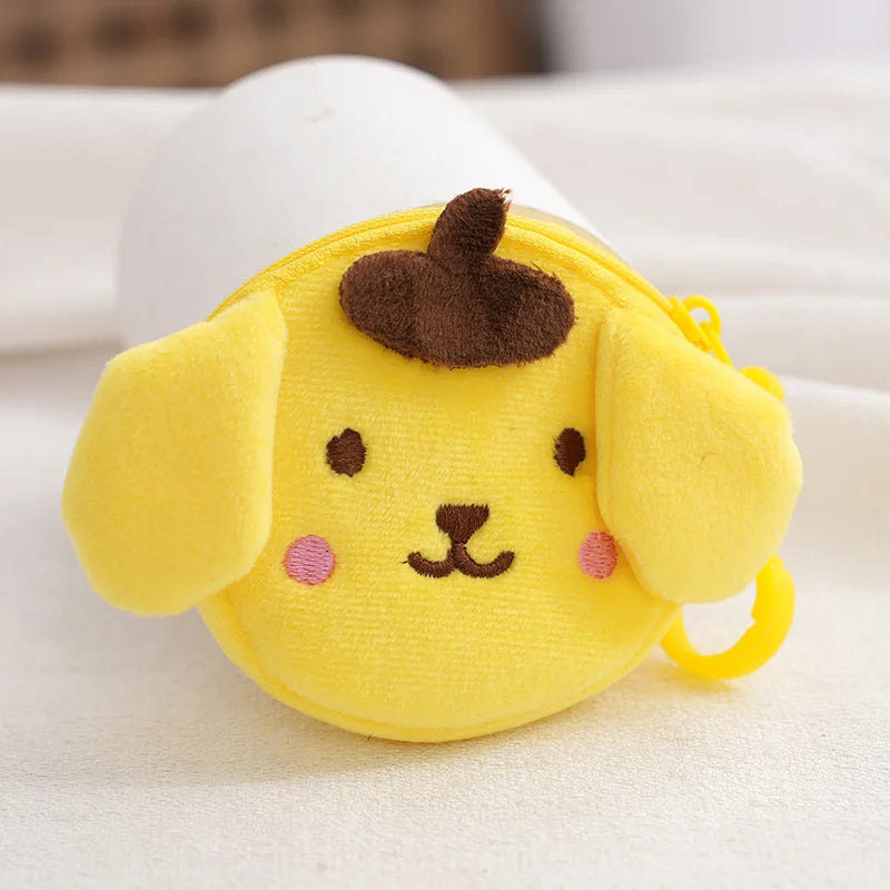 Wholesale 50pcs/lot 8cm cute animals Rabbit yellow Dog Purse Pendant plush toys Melody Coin Bag Keychain gifts for Girls