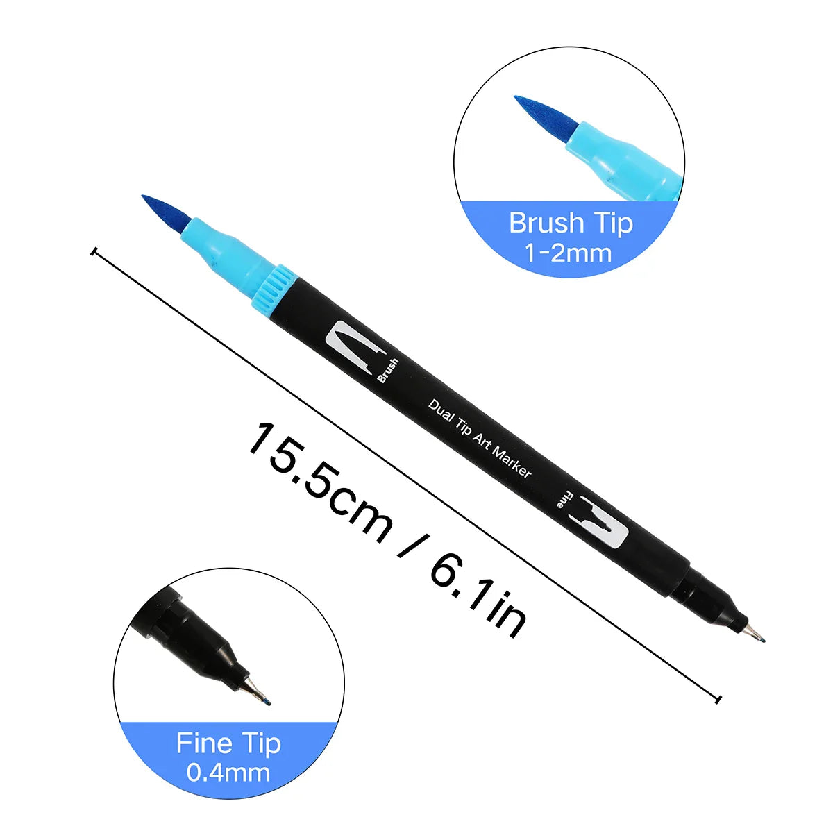 12/24/36/48 Colors Double Headed Art Drawing Notebook Pen Painting Pen Color Marker Pen Brush Tip 1-2mm Fine Tip 0.4mm