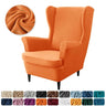 Velvet Stretch Wingback Chair Covers Wing Armchair Cover with Seat Cushion Covers Elastic Sofa Slipcovers Pokrowce Na Fotele