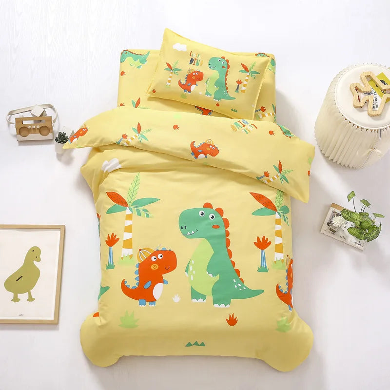 Children's Cotton Three-piece Set Kindergarten Nap Cartoon Bed Sheet Quilt Cover Cotton Bedding Kit Pillowcase CP27